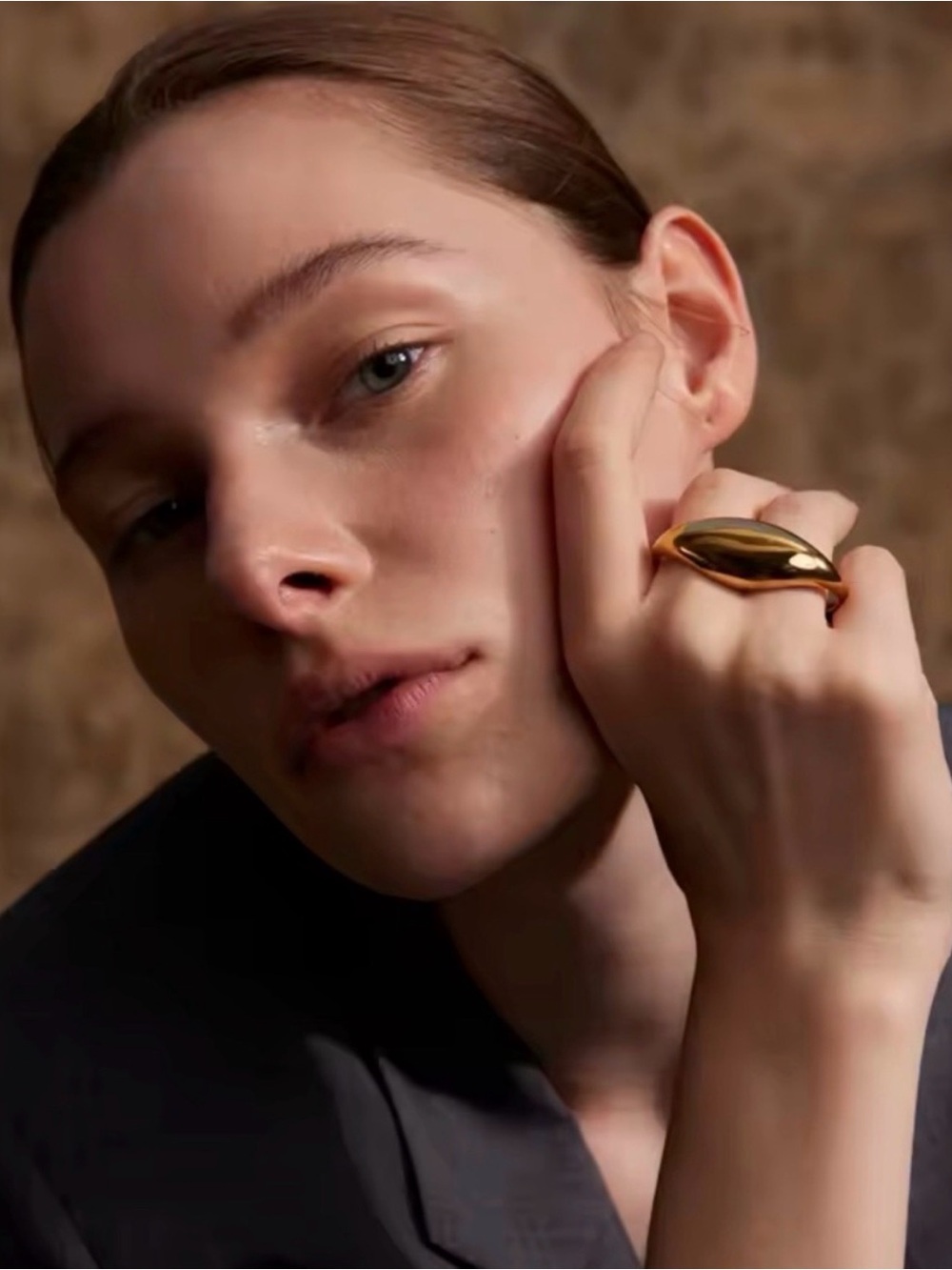 Ring Statement Ring 14K Gold Stainless Steel